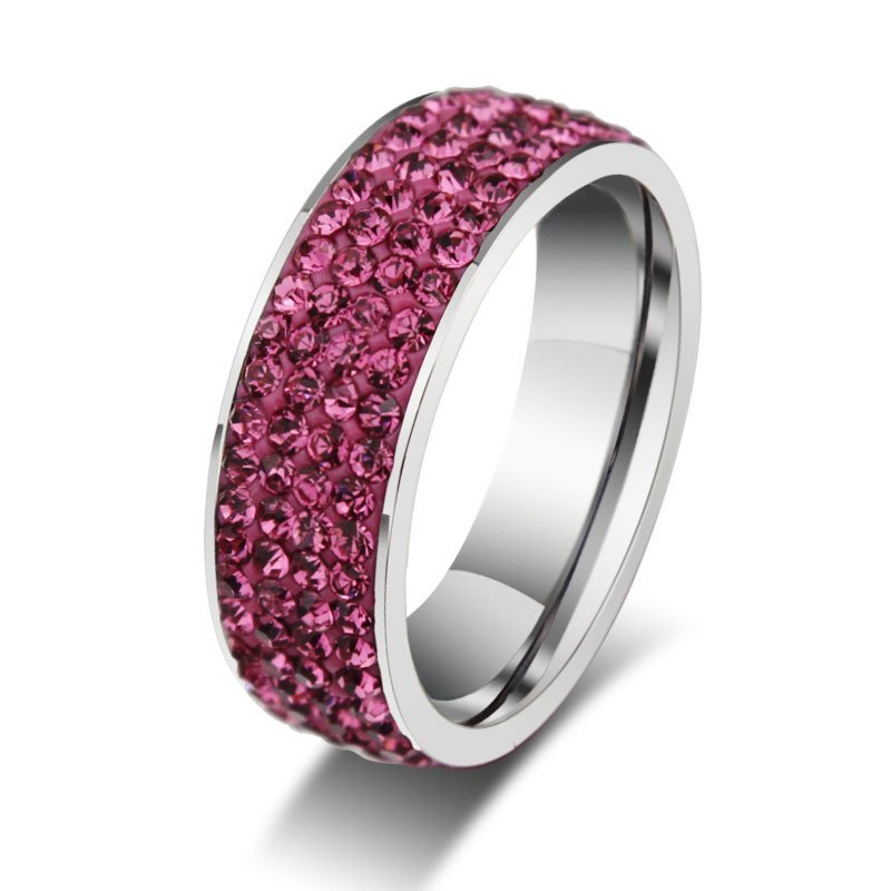 18K White Gold Plated Rose Swarvoski Elements Ring M00865