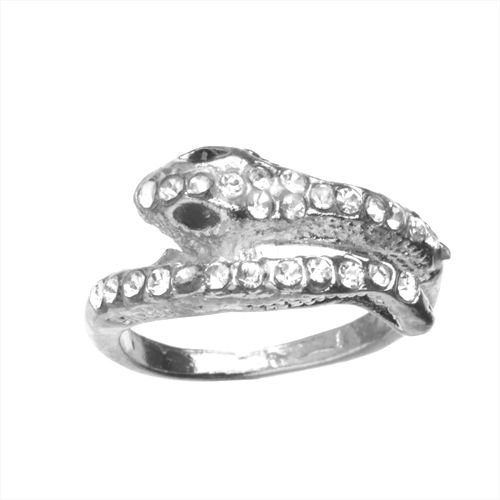 18K White Gold Plated Snake Rhinestone Crystal Ring M00889