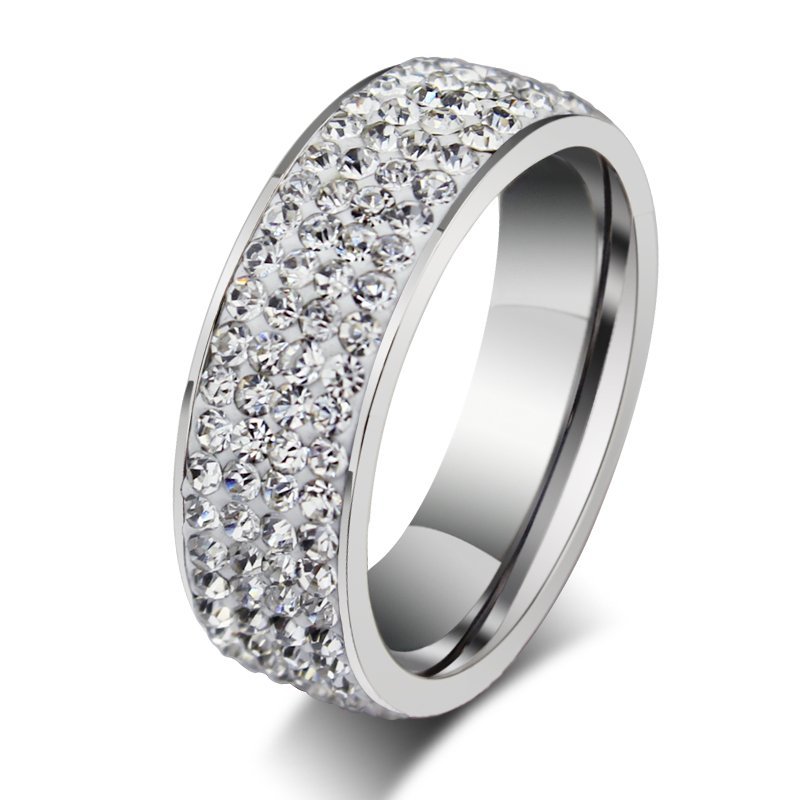 18K White Gold Plated Swarvoski Elements Ring M00866