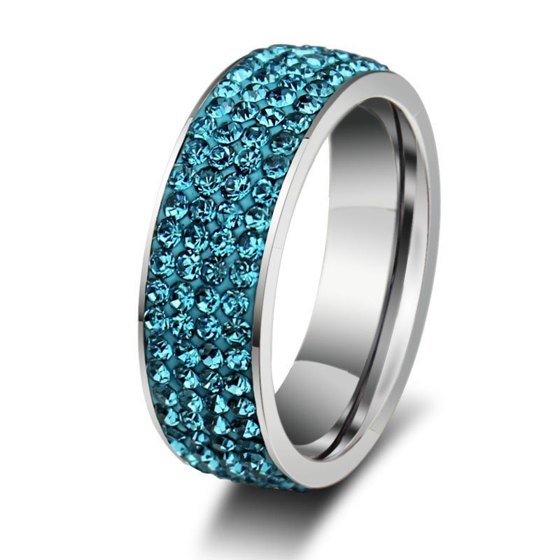 18K White Gold Plated Turquoise Swarovski Elements Ring M00863