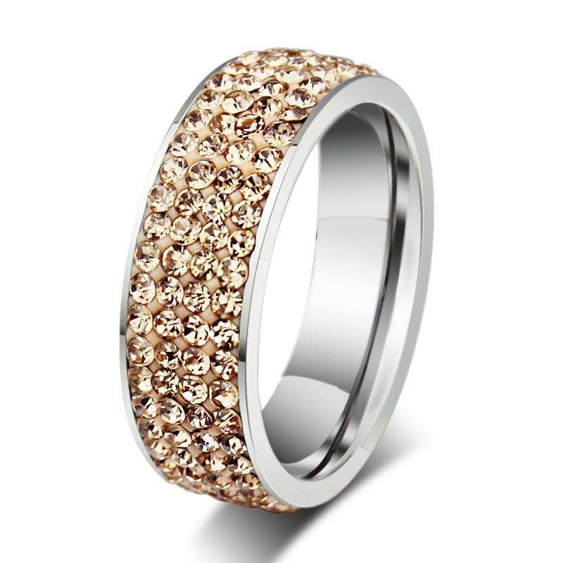 18K White Gold Plated Yellow Swarvoski Elements Ring M00862