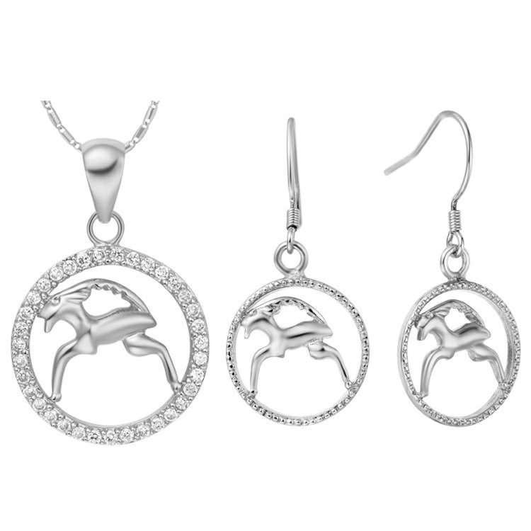 18K White Gold Plated Zircon Aquarius Constellation Jewelry Set T011 M01316