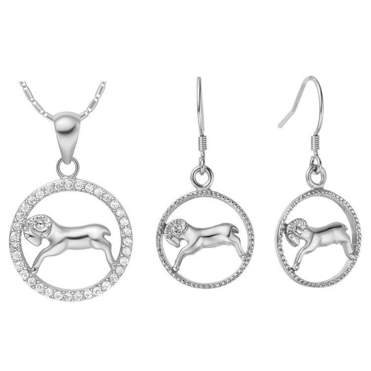 18K White Gold Plated Zircon Aries Constellation Jewelry Set T001 M01306