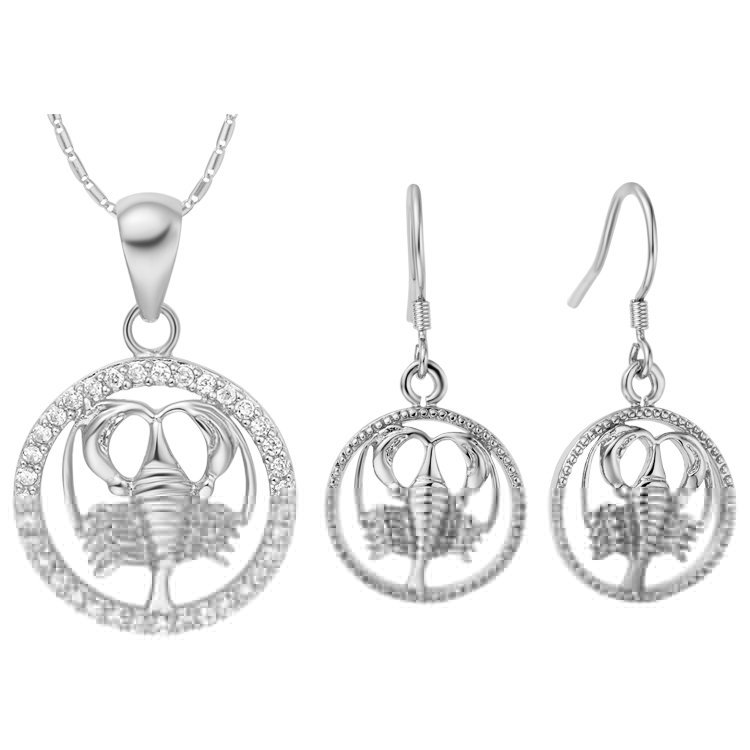 18K White Gold Plated Zircon Cancer Constellation Jewelry Set T005 M01310