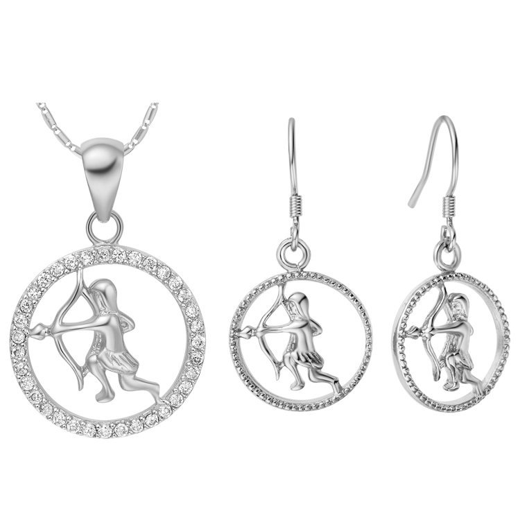 18K White Gold Plated Zircon Capricorn Constellation Jewelry Set T010 M01315
