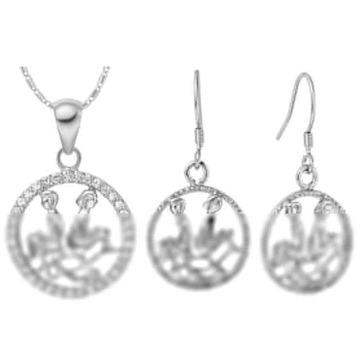 18K White Gold Plated Zircon Gemini Constellation Jewelry Set T004 M01309