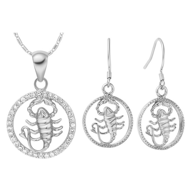 18K White Gold Plated Zircon Scorpio Constellation Jewelry Set T009 M01314