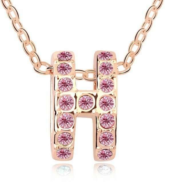 18K Gold Plated Austrian Crystal Pink Necklace M00603