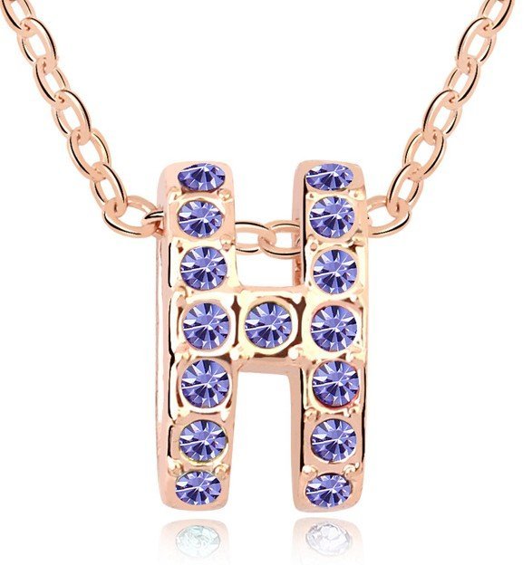 18K Gold Plated Austrian Crystal Purple Necklace M00602