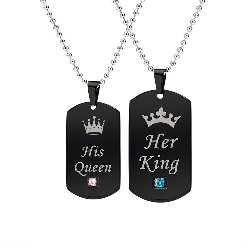 18K Gold IP Plated High Polished Couple Necklace M02007