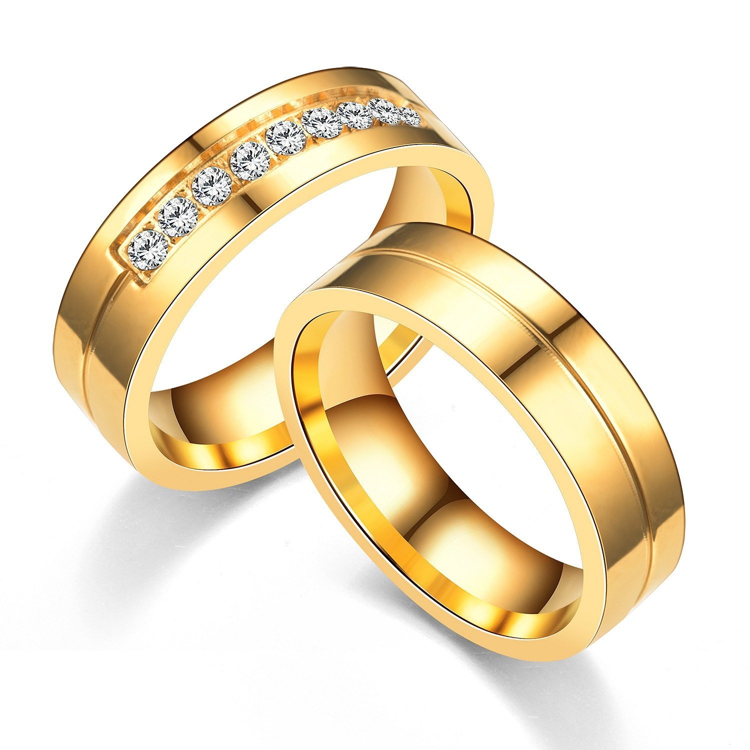 18K Gold Plated High Polished Couple Rings M01982