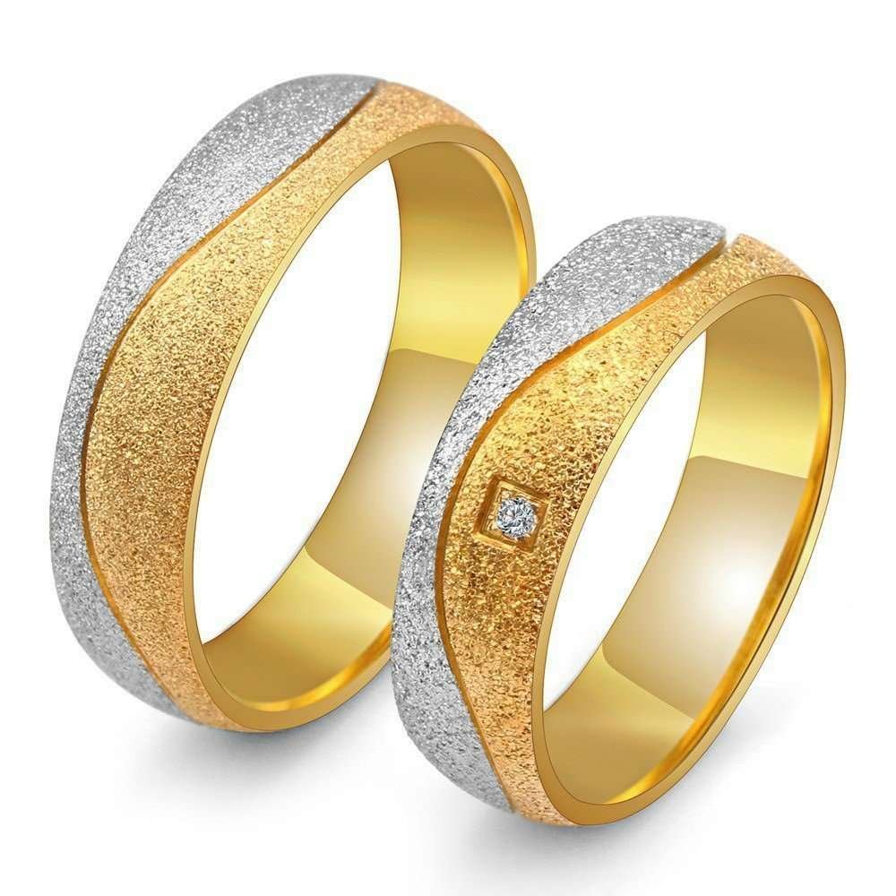 18K Gold Plated High Polished Couple Rings M01983