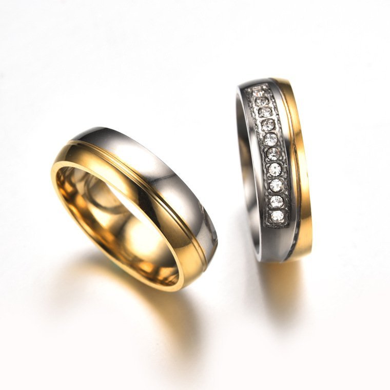 18K Gold Plated High Polished Couple Rings M01984
