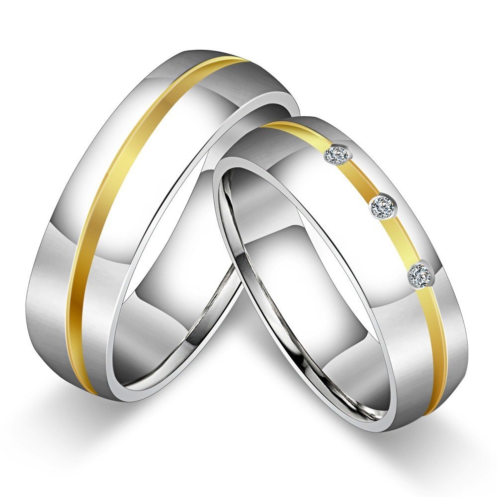 18K Gold Plated High Polished Couple Rings M01986