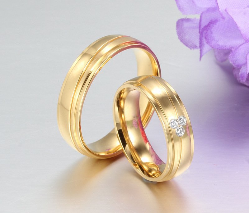18K Gold Plated High Polished Couple Rings M01987