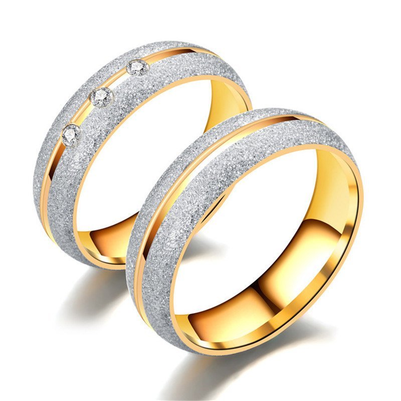 18K Gold Plated High Polished Couple Rings M01993