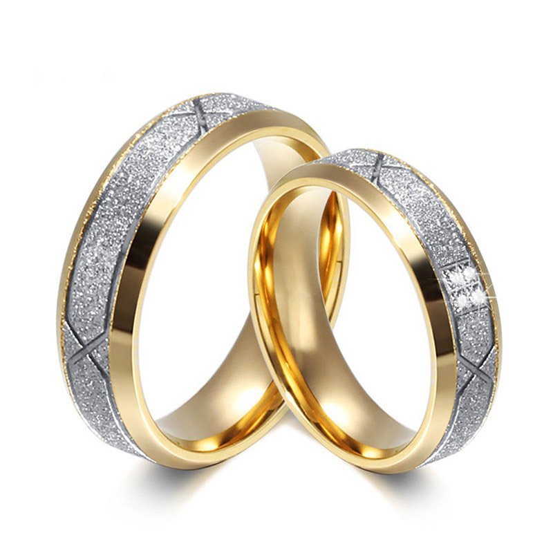 18K Gold Plated High Polished Couple Rings M02239