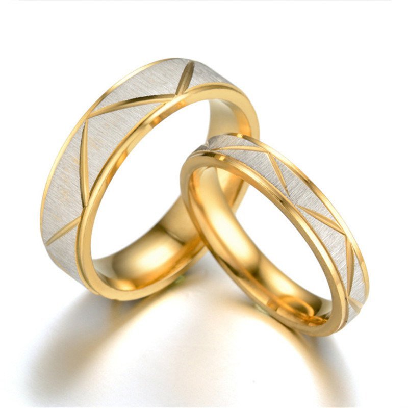 18K Gold Plated High Polished Couple Rings M02242