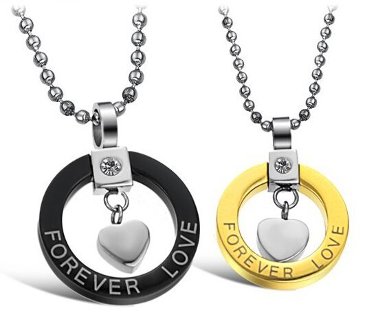 18K Gold Plated Korean Style Rhinestone Couple Necklace M00718