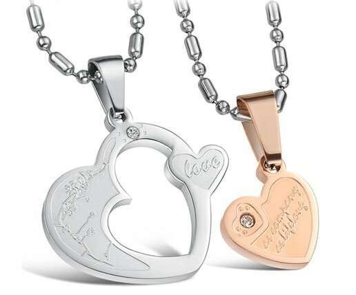 18K Gold Plated Korean Style Rhinestone Couple Necklace M00726