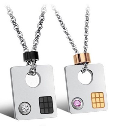 18K Gold Plated Korean Style Rhinestone Couple Necklace M00728