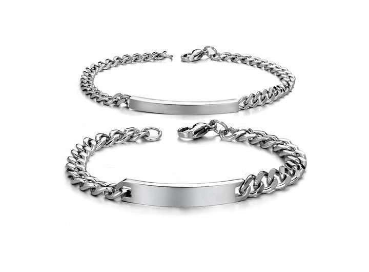 316L Stainless Steel 18K Gold Plated Couple Bracelets Jewelry Set M01593