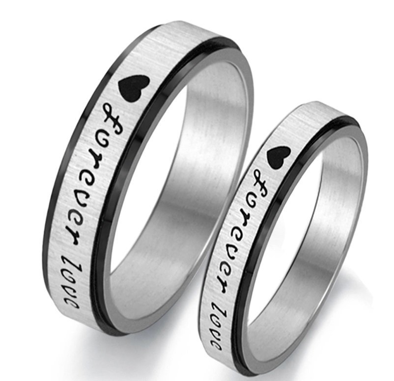 316L Stainless Steel 18K Gold Plated Couple Rings Jewelry Set M01626