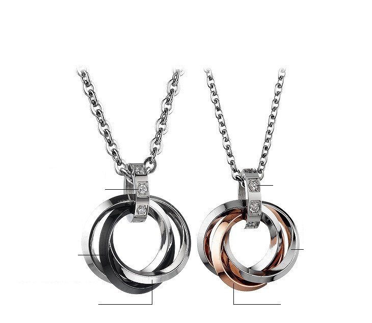 316L Stainless Steel 18K Gold Plated Couples Lovers Necklaces M01499