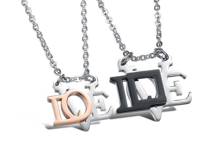 316L Stainless Steel 18K Gold Plated Couples Lovers Necklaces M01500