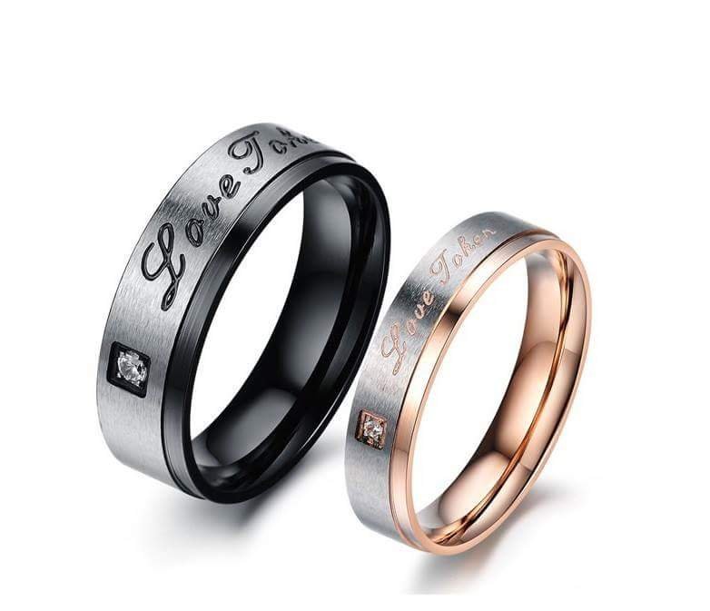 316L Stainless Steel Titanium Plated Couple Rings M01939