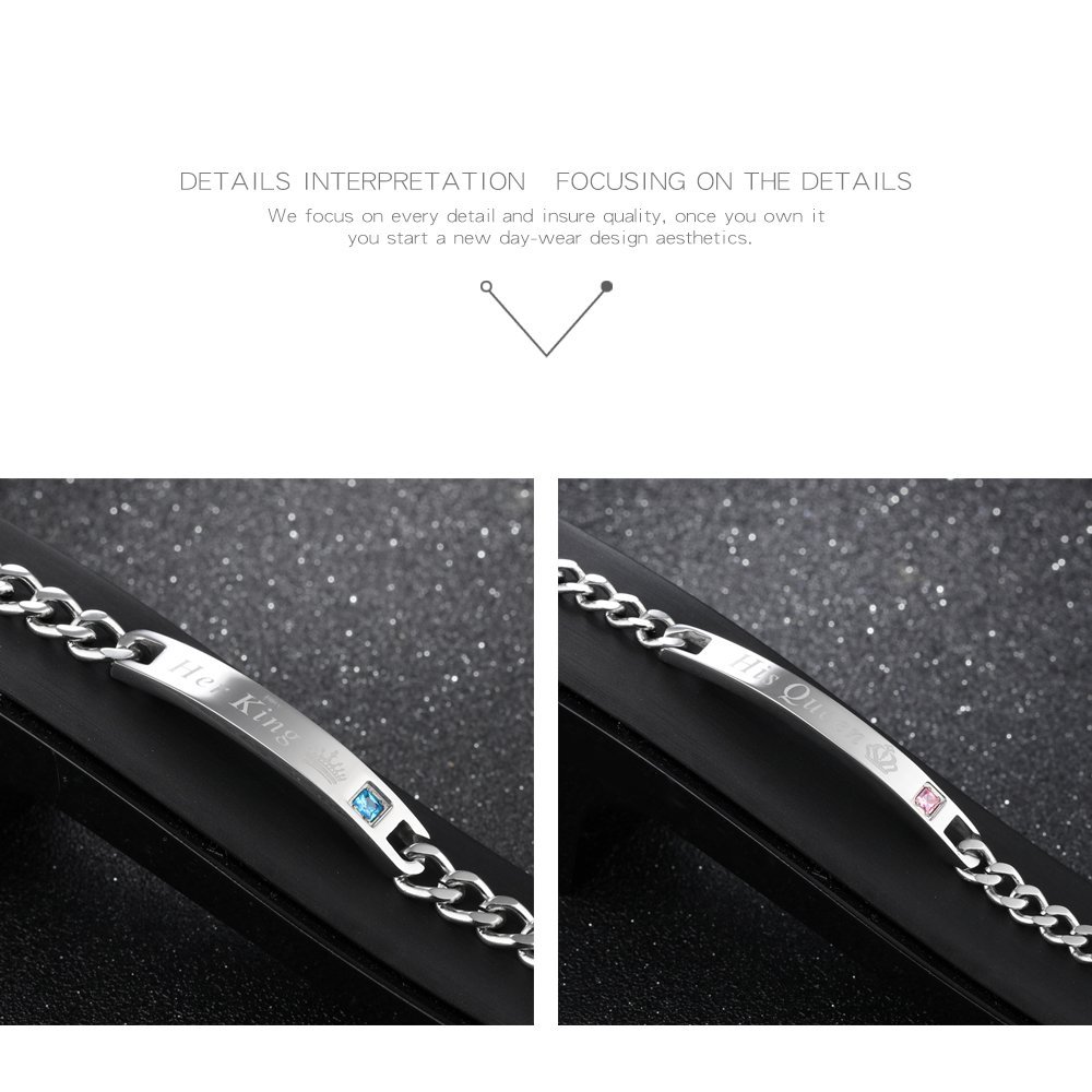 316L Stainless Steel and Titanium 18K Gold Plated Couple Bracelets Jewelry Set M01784