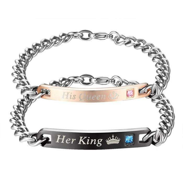 316L Stainless Steel and Titanium 18K Gold Plated Couple Bracelets Jewelry Set M01785