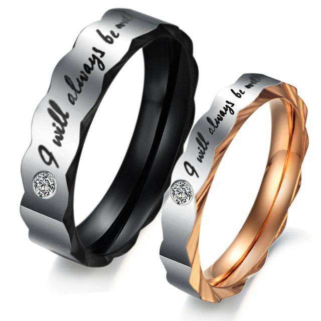 316L Stainless Steel and Titanium 18K Gold Plated Couple Rings Jewelry Set M01780