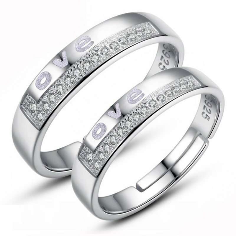925 Silver Plated Adjustable Austrian Crystal Rings M01952