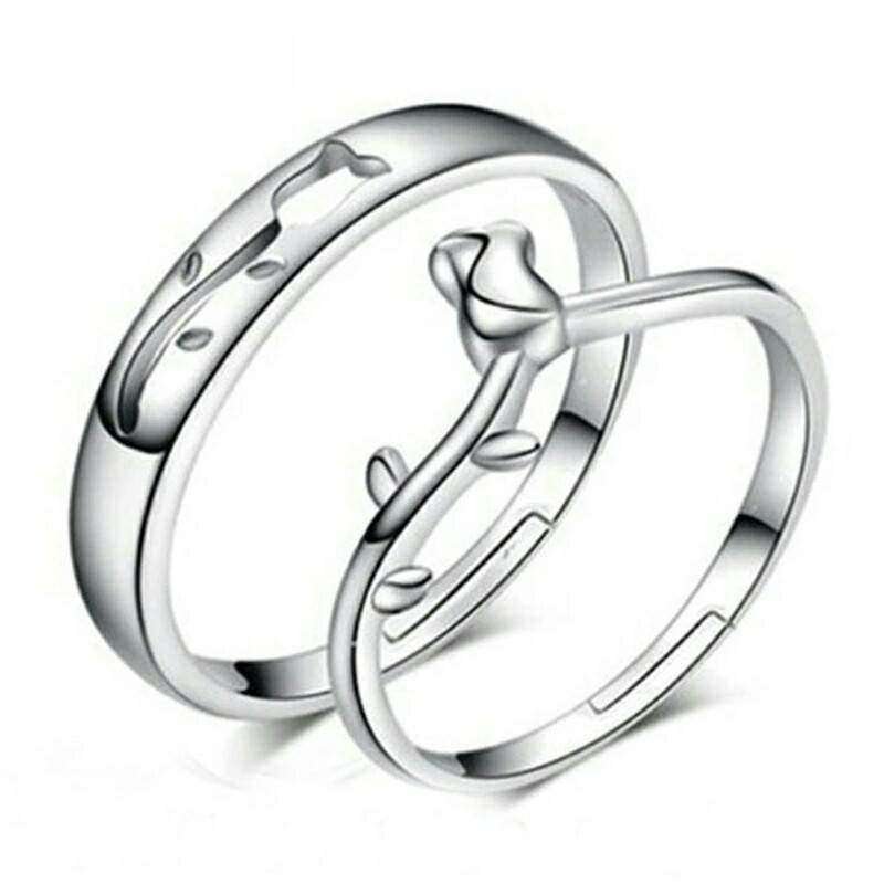 925 Silver Plated Austrian Crystal Adjustable Couple Rings M01744