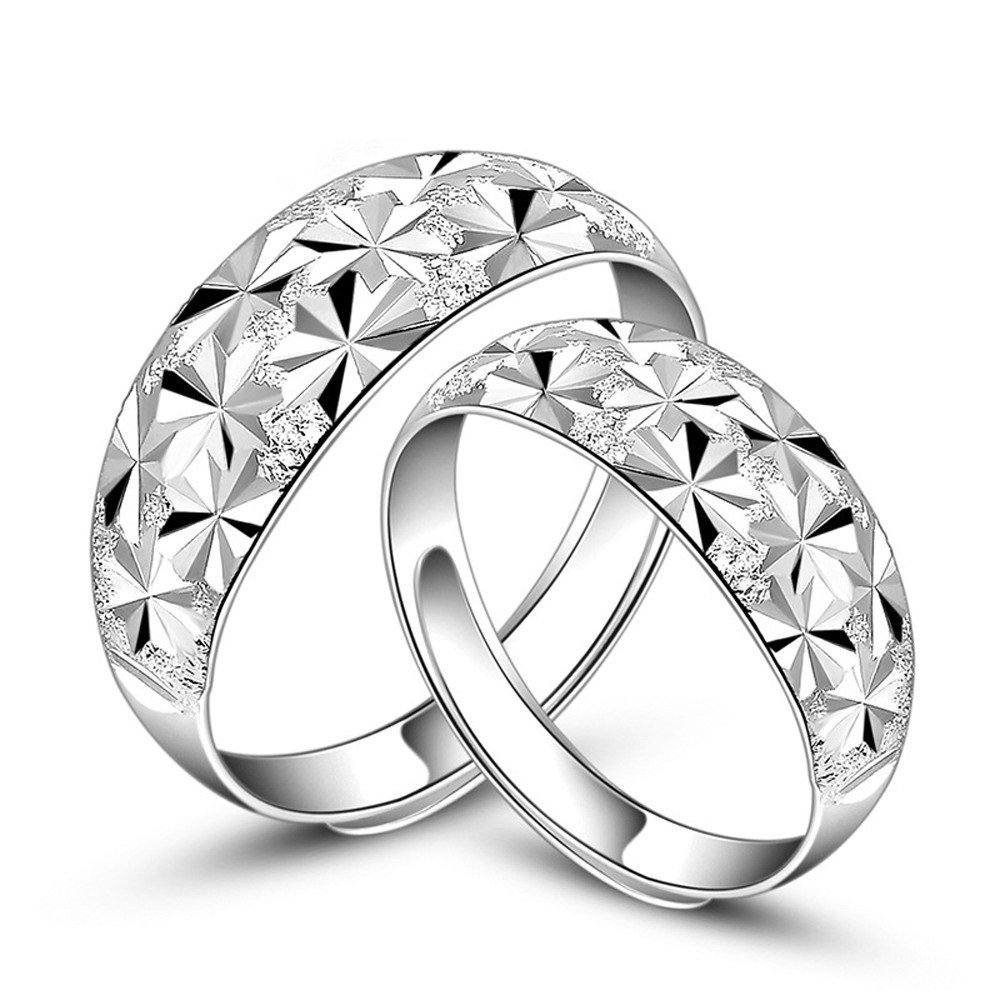 925 Silver Plated Austrian Crystal Adjustable Couple Rings M01745