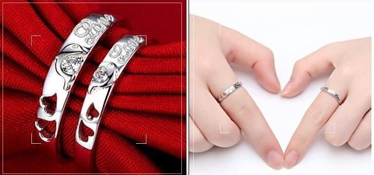 925 Silver Plated Couple Adjustable Rings M01585