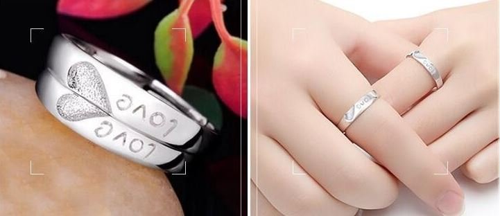 925 Silver Plated Couple Adjustable Rings M01587