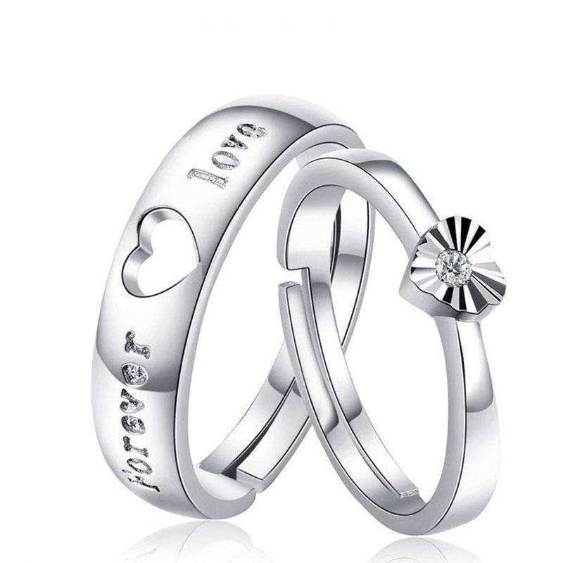925 Silver Plated Couple Adjustable Rings M01609
