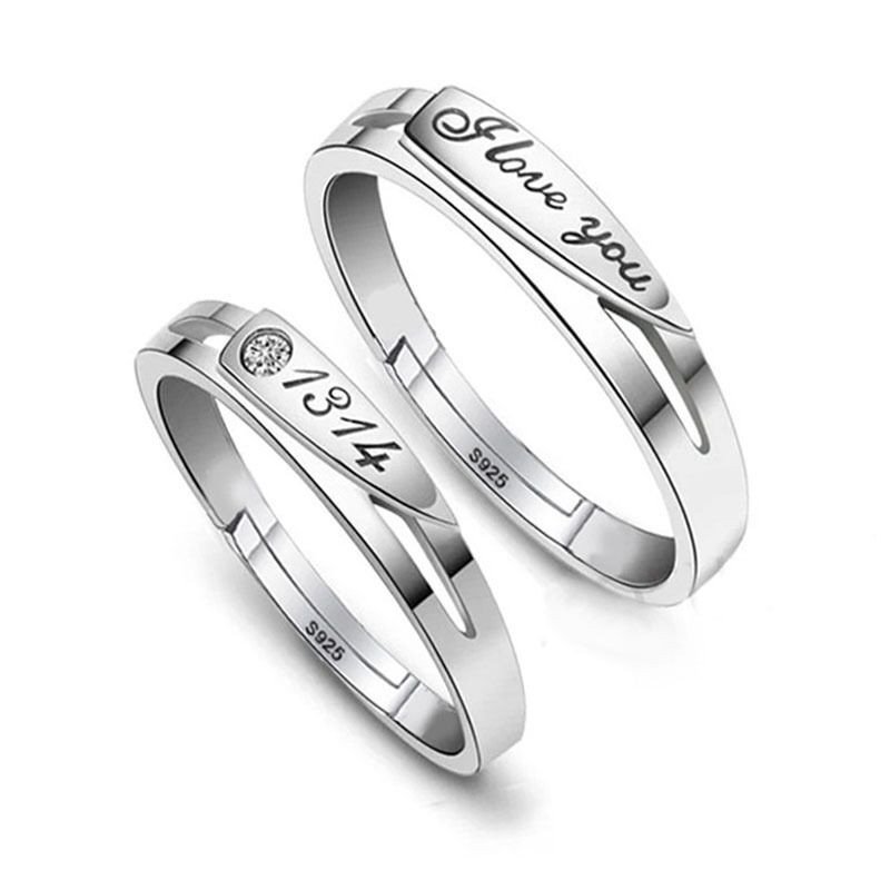 925 Silver Plated Couple Adjustable Rings M01610