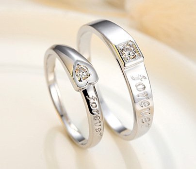 925 Silver Plated Couple Adjustable Rings M01612