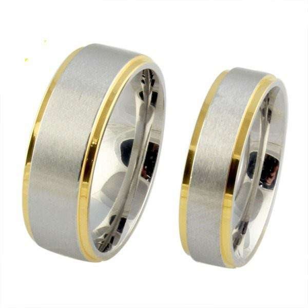 Gold Plated Lover's Gift Stainless Steel Couple Rings M00684