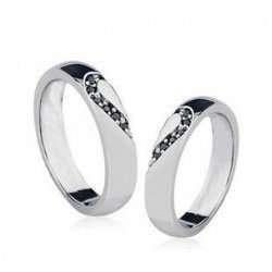 Lover's Gift Rhinestone Rhodium Plated Couple Black Rings M00480