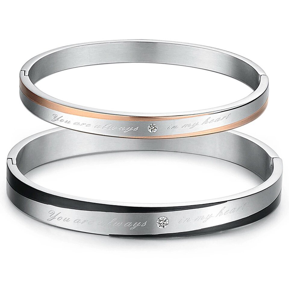 Lovers Gift Titanium Stainless Steel Couple Bangles M01351