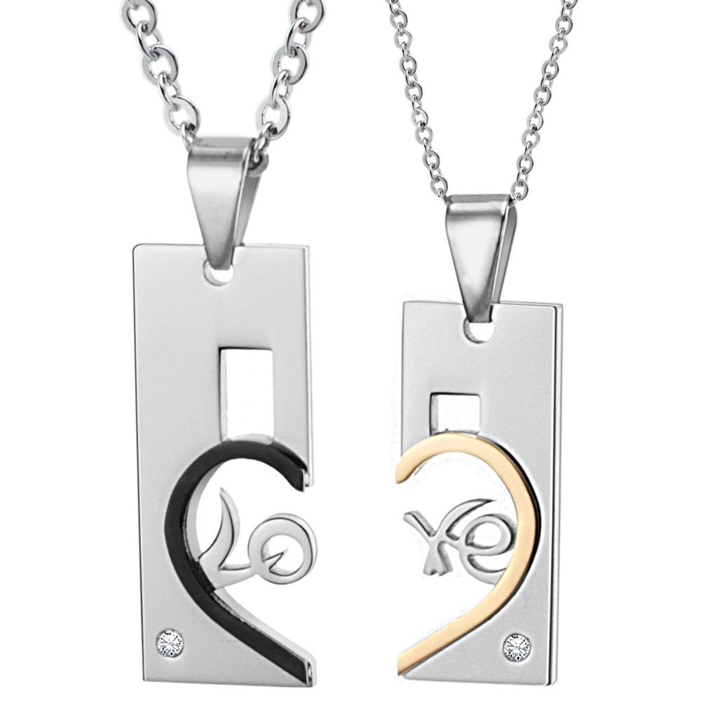 Lovers Gift Titanium Stainless Steel Couple Necklaces M01385