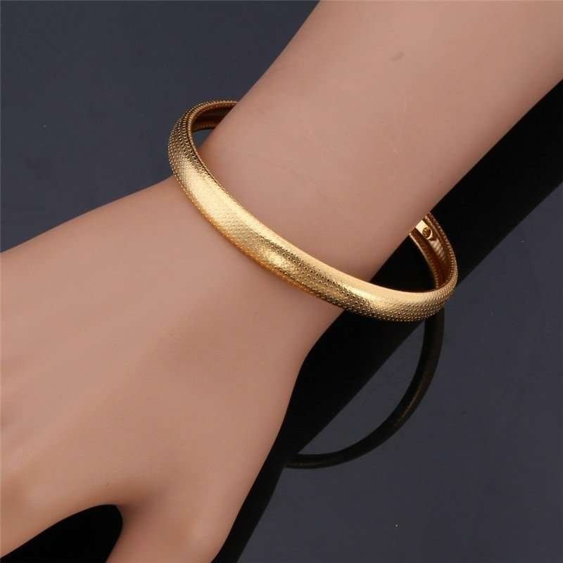 316L Stainless Steel 18K Real Gold Plated Nickel Free Bangle M01578