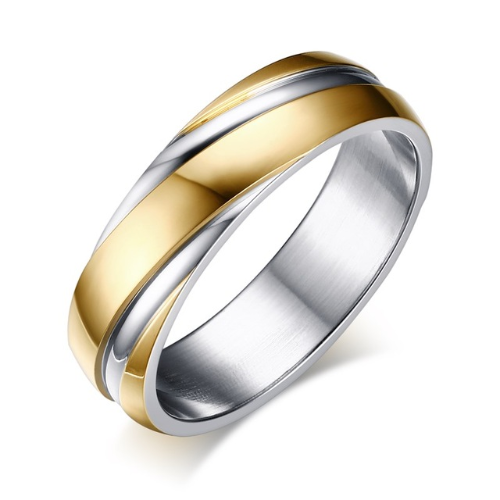 316L Stainless Steel 18K Real Gold Plated Ring M01727