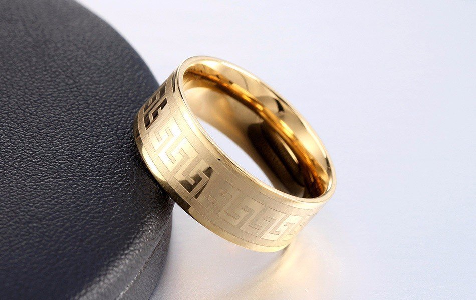 316L Stainless Steel 18K Real Gold Plated Ring M01728