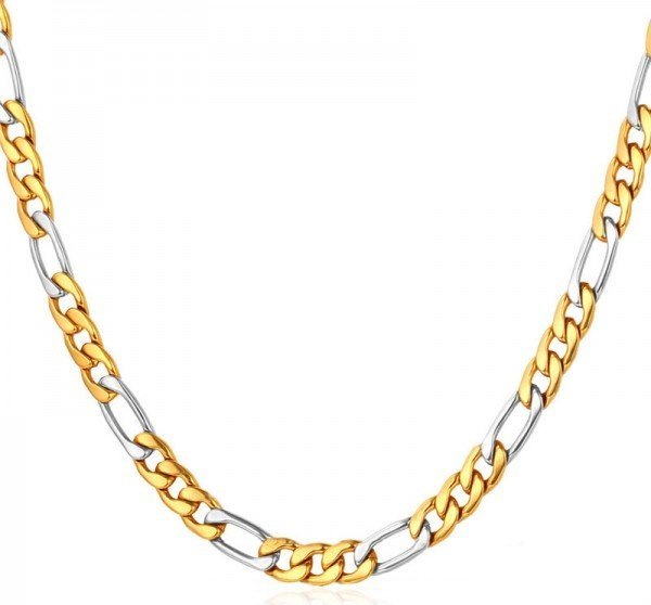 316L Stainless Steel Platinum and Gold Plated Necklace M01595
