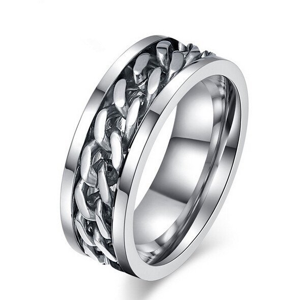 316L Stainless Steel Silver Plated Men Ring M01733